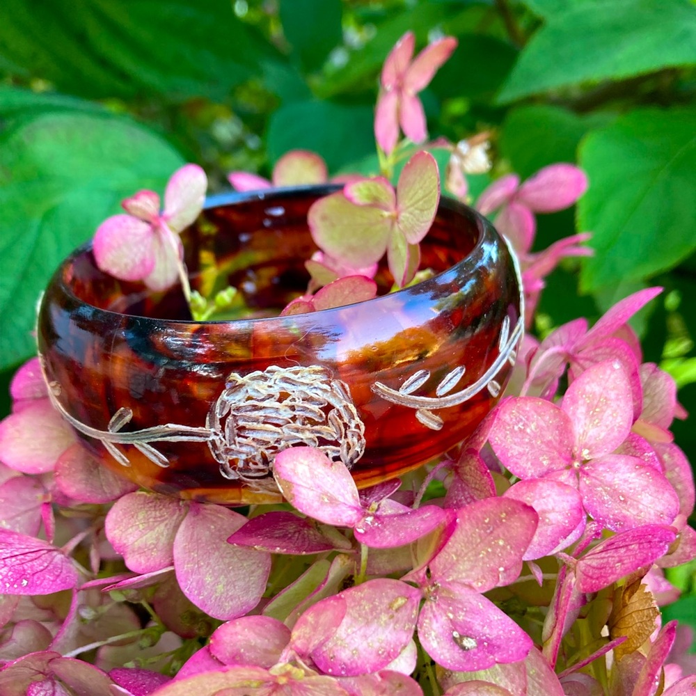 Vintage Carved Lucite Bangle